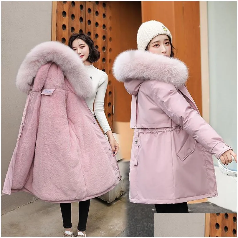 Women`S Down & Parkas Designer Coats For Women Fashion Long Parkas Coat Wool Liner Hooded Winter Slim With Fur Collar Warm Snow Wear P Otwby