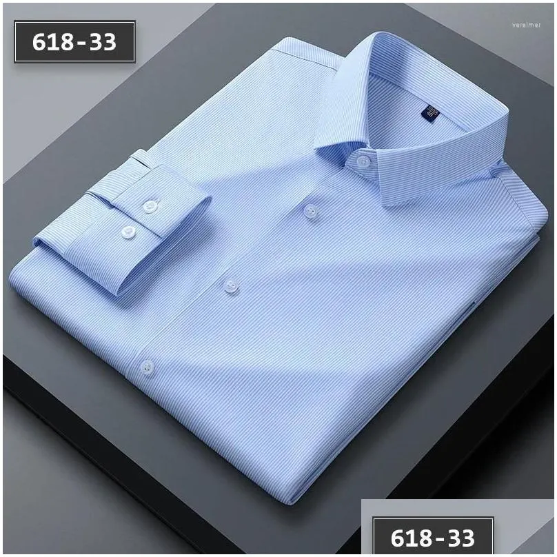 Men`S Dress Shirts Mens Dress Shirts Traceless Process Stretch Anti-Wrinkle Comfortable Special Design Men Shirt Long Sleeve Slim Fit Otwqe