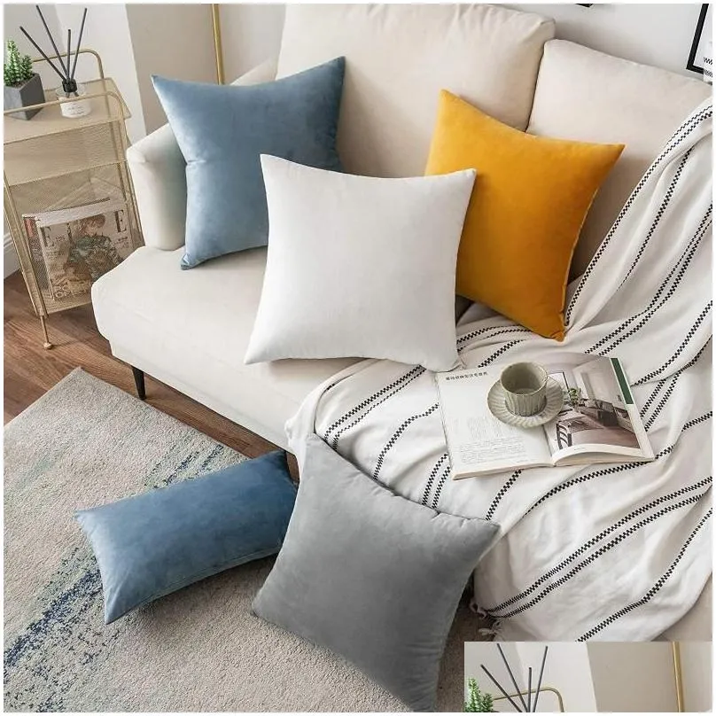 Cushion/Decorative Pillow Pillow /Decorative Home Decorative 30X50Cm Er Nordic Living Room Soft Veet Case Mticolor Pillows Housse De C Dhzvn