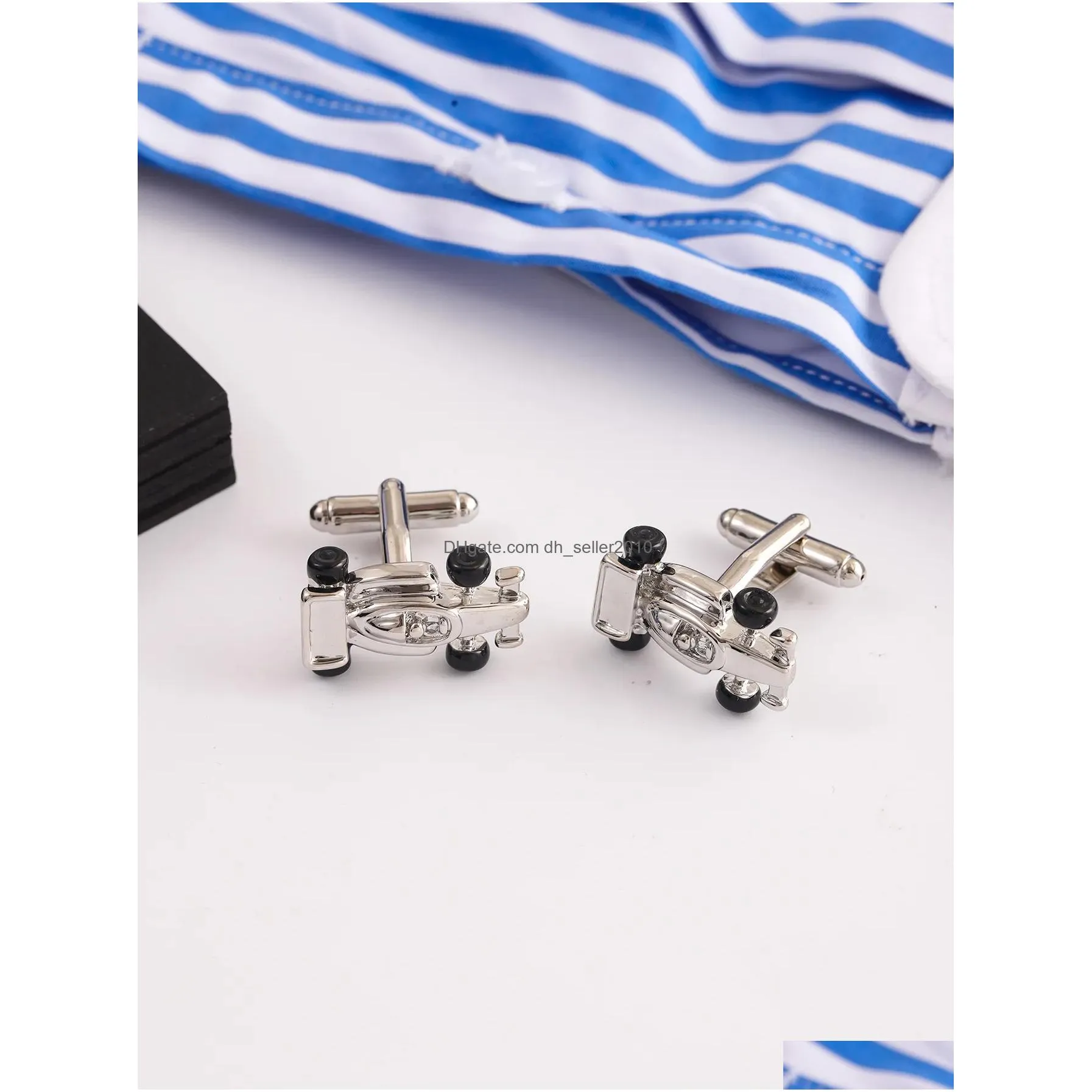Cuff Links Sier Forma Race Car Styling Brass Mens Fashion Personality Creative Handsome Cuff Retainer Cufflinks Drop Delivery Jewelry Dhm8L