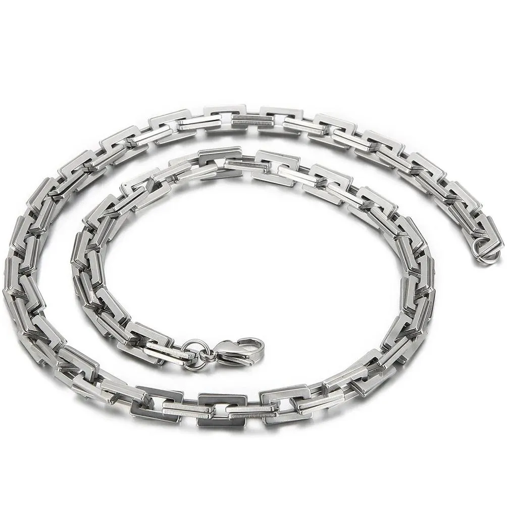7mm wide double layer chain necklace for men 14k white gold 45/50/55/60/65cm long mens chains necklaces choker man kpop hiphop