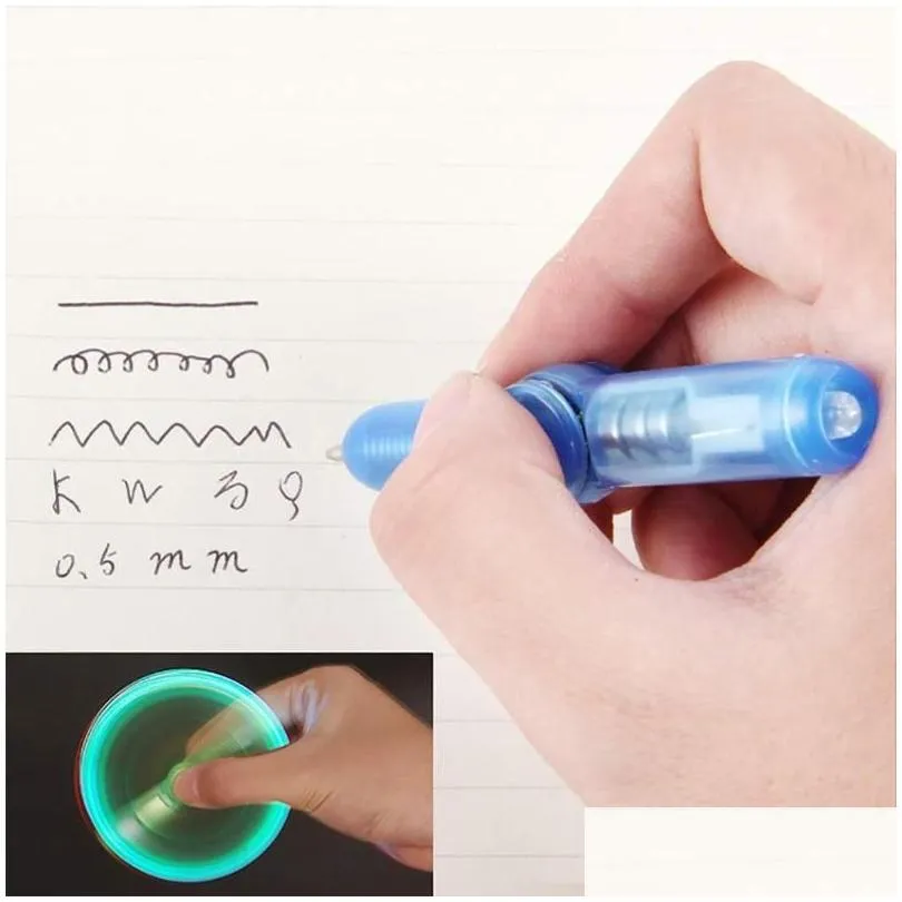 Ballpoint Pens Wholesale Adeeing Led Colourf Luminous Spinning Pen Rolling Ball Point Learning Office Supplies Random Color R571 Drop Dh8Ad