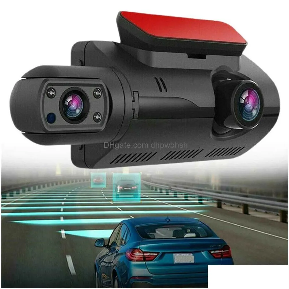 Car Dvr 3 Inch Driving Recorder Front And Rear Dual Lens Camera Wide Angel Parking Reversing Night Vision Dashcam Drop Delivery Mobi Dh3Xm