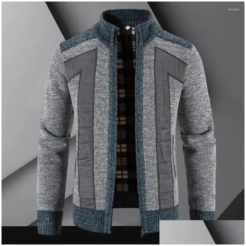 men`s jackets stylish winter jacket cardigan plus size stand collar plush warm autumn coat patchwork casual men clothes