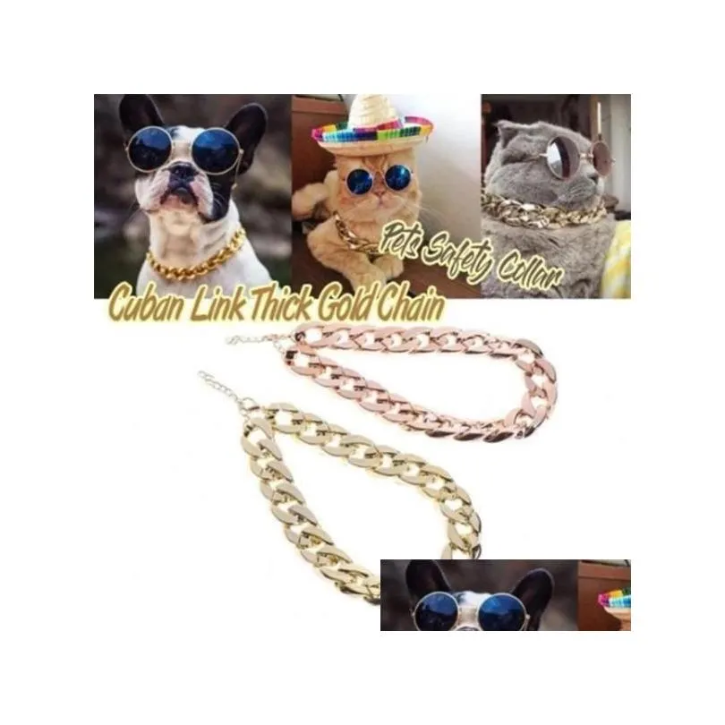 Cat Collars & Leads Cat Collars Leads Cuban Link Thick Chunk Chain Necklace Dog Safety Collar Pets Jewelry Jw Drop Delivery Home Garde Dhgi3