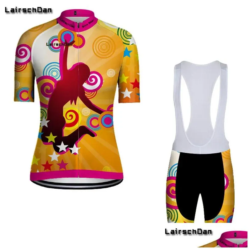 Cycling Jersey Sets Sptgrvo Lairschdan Pro Team Womens Summer Breathable Short Sleeve Cycling Jersey Kit Ropa Maillot Mtb Bicycle Clot Dhjoh