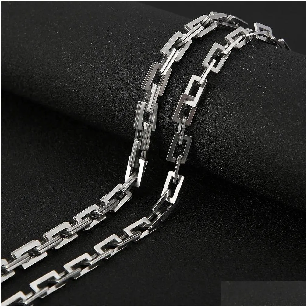 7mm wide double layer chain necklace for men 14k white gold 45/50/55/60/65cm long mens chains necklaces choker man kpop hiphop