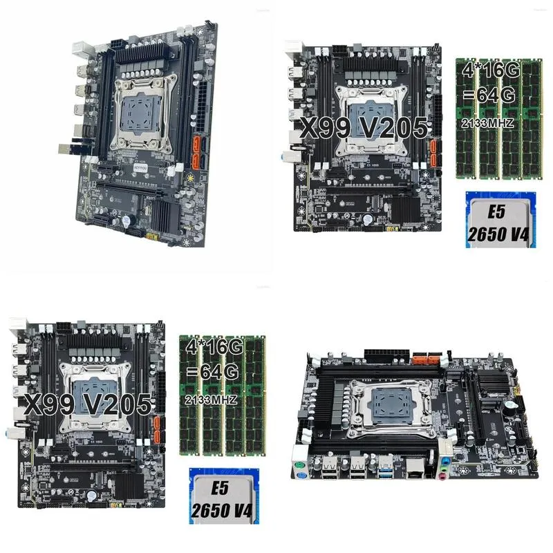 motherboards keyiyou lga 2011-3 x99 v205 kit xeon 2650 v4 cpu processor ddr4 64gb 2133mhz ecc reg ram support sata 3.0 nvme m.2 pcie