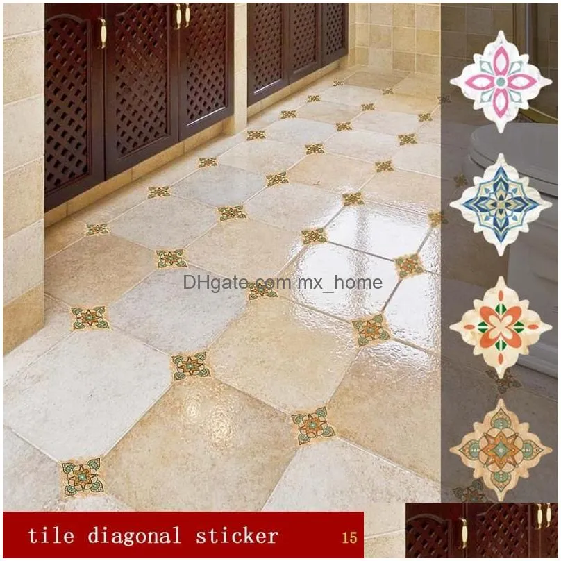 15pc/21pc kitchen decorative sticker self adhesive pvc ceramic tile stickers waterproof wall sticker art diagonal floor stickers