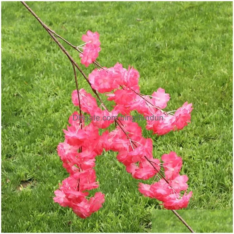 Decorative Flowers & Wreaths Artificial Cherry Blossom Flowers Long Stem Simation Sakura Branches Flower For Home Wedding Party Decora Dhkhp