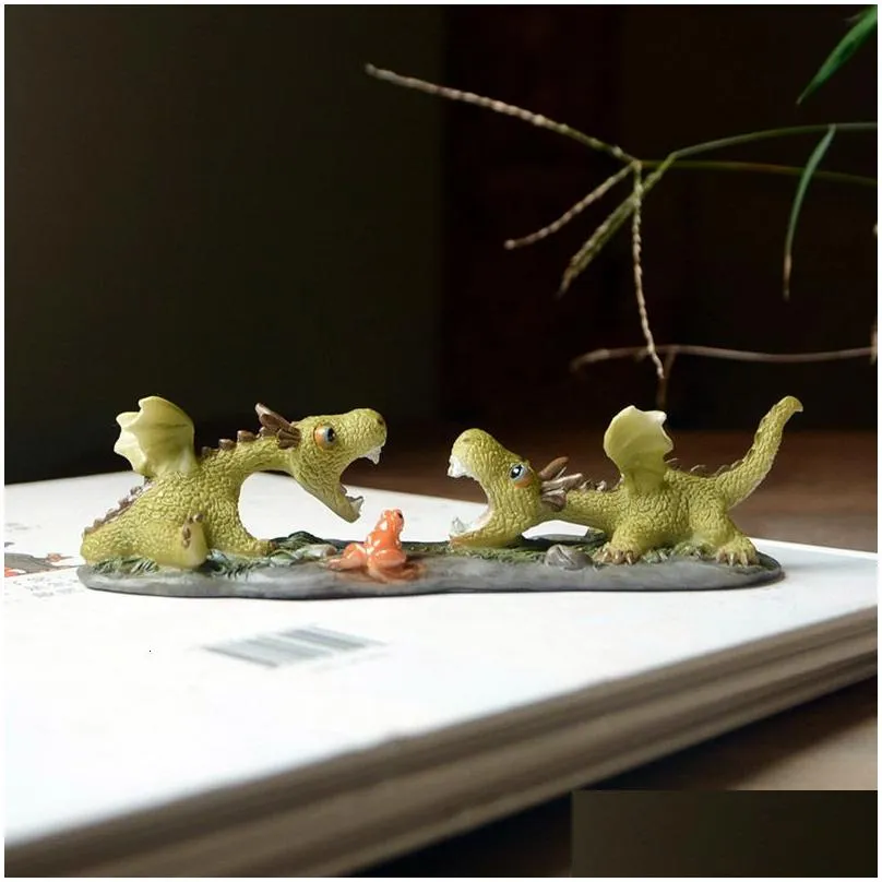 Decorative Objects & Figurines Decorative Objects Figurines Lucky Magic Dragon Statue Cute Dinosaur Ornaments Miniature Fairy Garden F Dhgm4