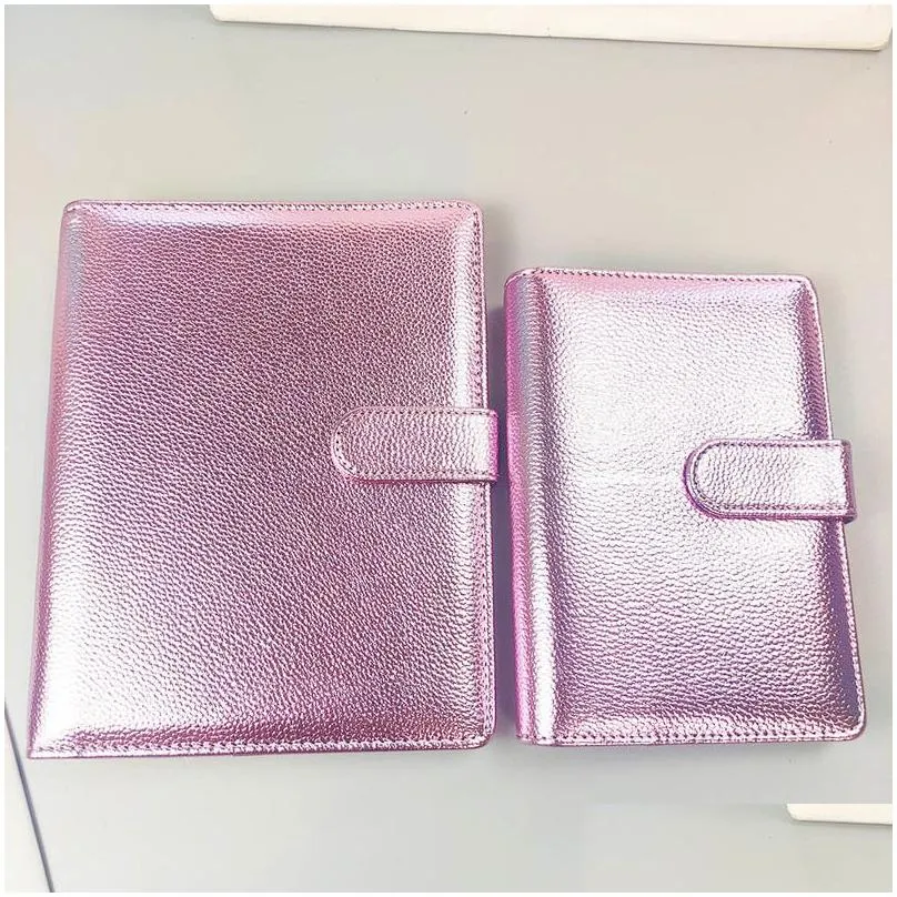 Notepads Wholesale A5 A6 Pu Leather Loose Leaf Er Colorf Texture Ring Binder Planner Journal Budget Wallet Clip Notebook 220624 Drop D Dhqnz