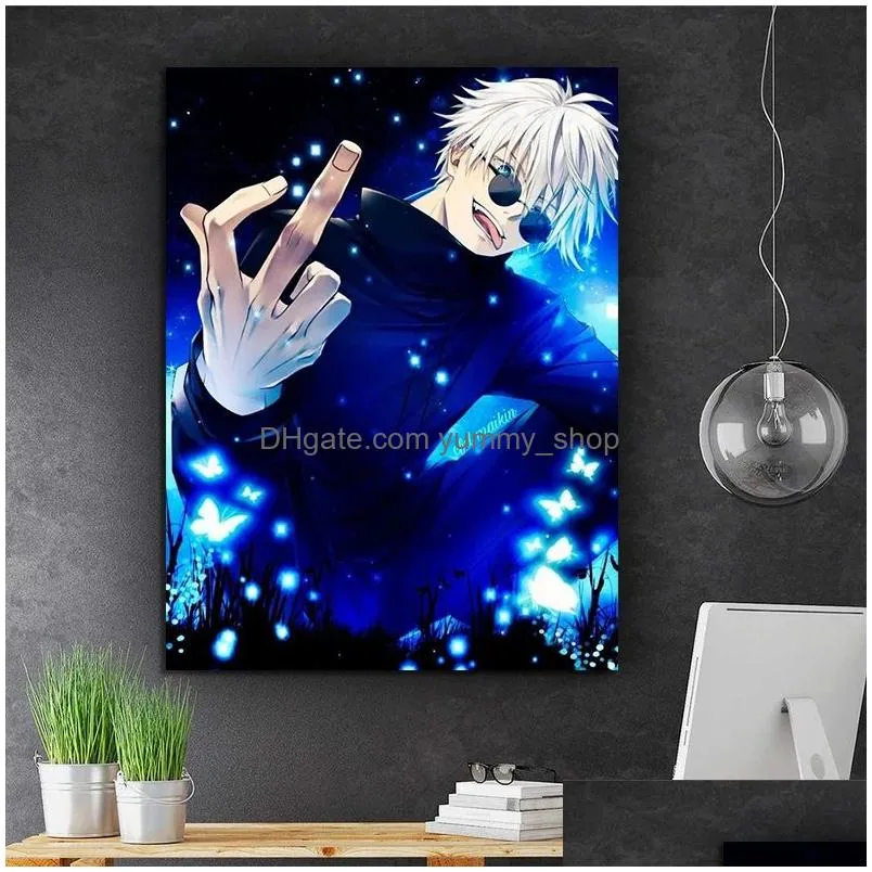 unframed hd printed anime gojo satoru wall paintings boys bedroom decor wall painting canvas poster gift