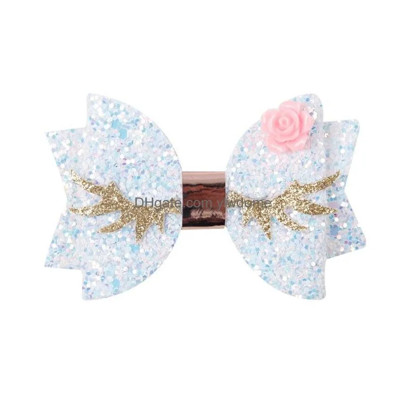 Hair Accessories Baby Girls Sequin Hair Clip Sweet Glitter Gold Angel Wings Flower Princess Barrettes Children Fashion Butterfly Acces Dh7Lt