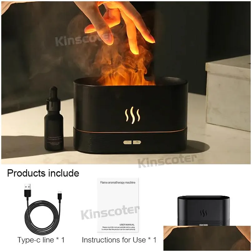 Essential Oils Diffusers Kinscoter Aroma Diffuser Air Humidifier Trasonic Cool Mist Maker Fogger Led Oil Flame Lamp Difusor 230617 Dr Dhr8A