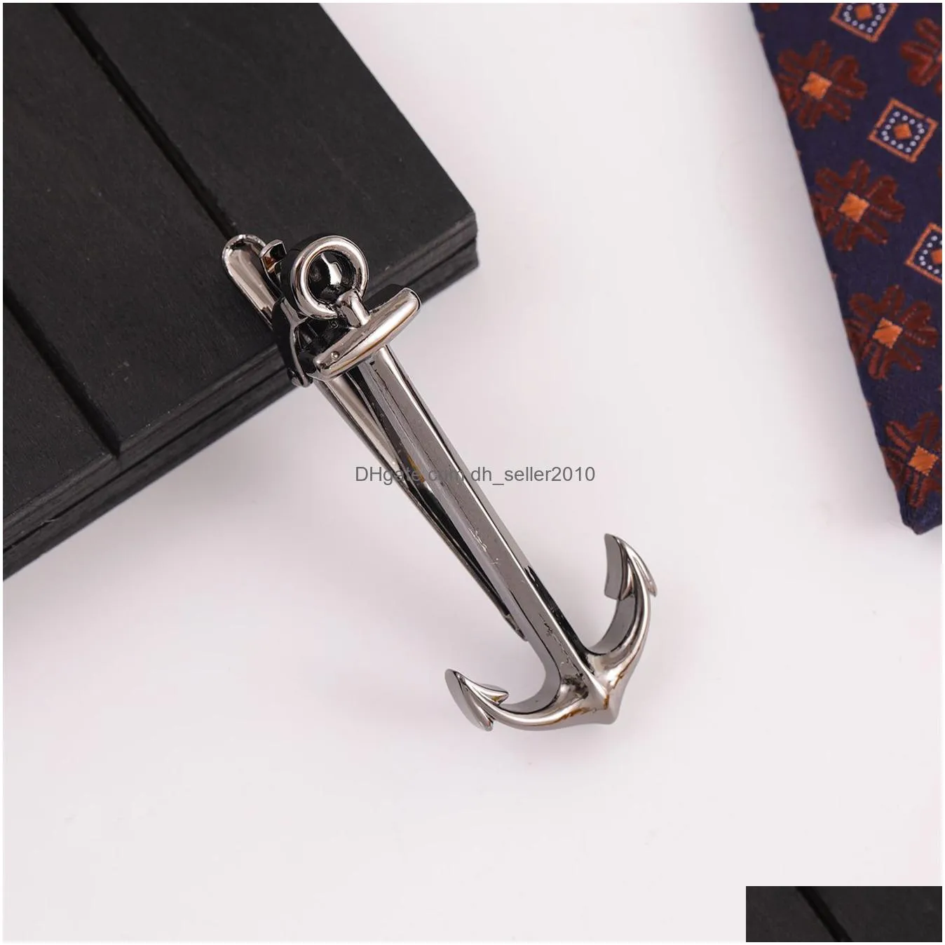 Tie Clips Mens Gunmetal Black Solid Brass Anchor Shape Navy Style Fashion Tie Accessories Clip Drop Delivery Jewelry Cufflinks Tie Cla Dhd2L