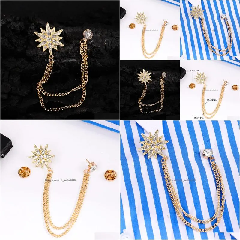 Pins, Brooches Gold Star Shape Mens Fashion Shirts And Clothing Accessories To Enhance Handsome Brooches Drop Delivery Jewelry Dhs0O