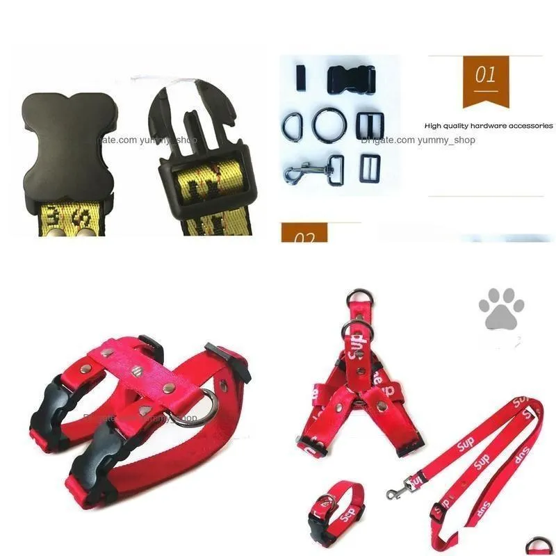 designer dog collars leashes set trendy step in dog harness embroidered letter pattern pet collar for small medium big dogs cat french bulldog poodle corgi pug red