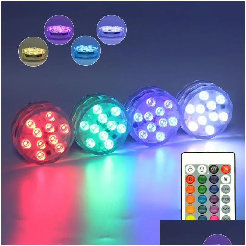 Pool & Accessories Remote Controlled Rgb Led Lamp Waterproof Pool Lights Ip68 Submersible Light Toy Underwater Swim Garden Party Decor Dh8N0