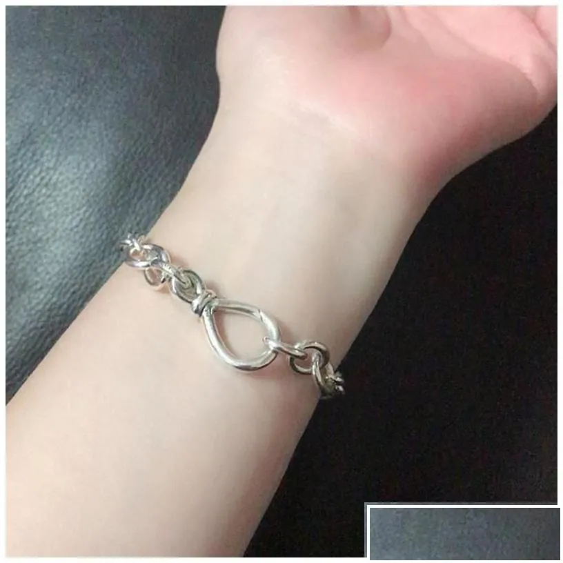 charm bracelets chunky infinity knot chain bracelet women girl gift jewelry for pandroa 925 sterling sier hand with original box