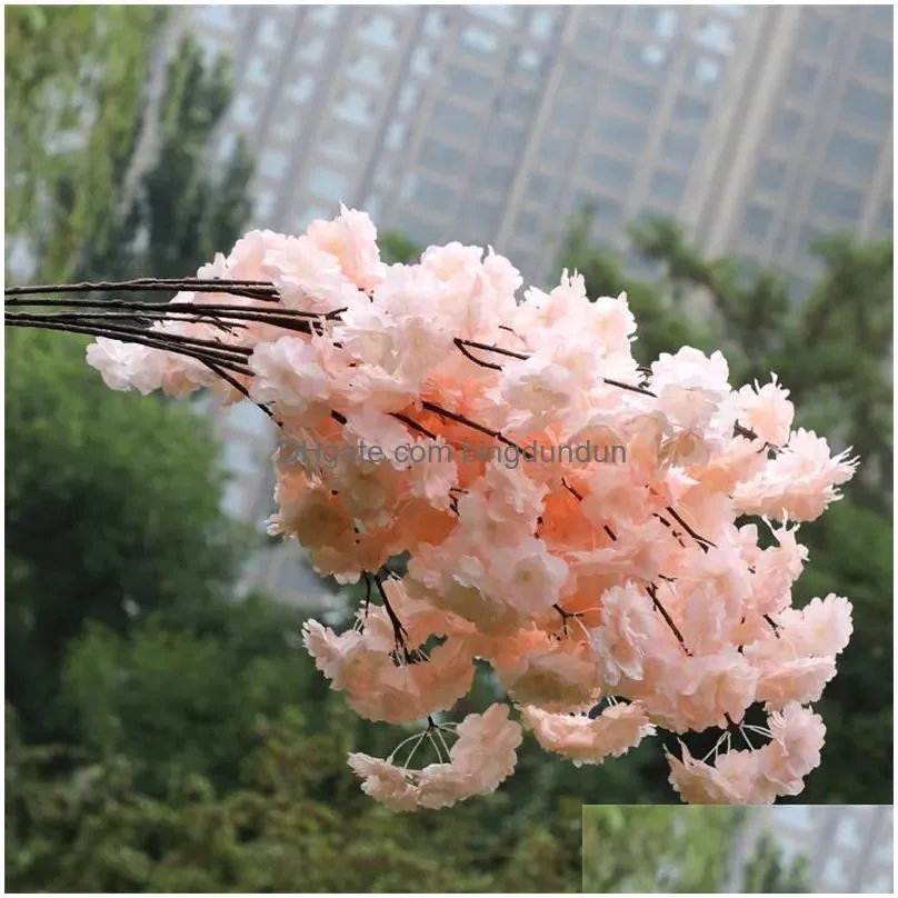 Decorative Flowers & Wreaths Artificial Cherry Blossom Flowers Long Stem Simation Sakura Branches Flower For Home Wedding Party Decora Dhkhp