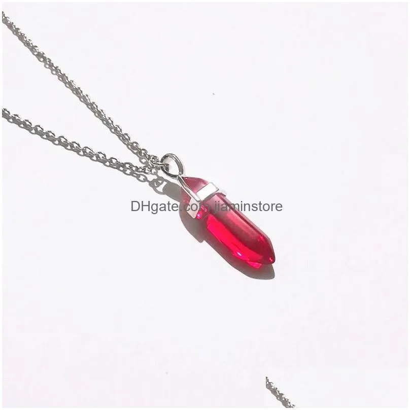 Pendant Necklaces Glass Shape Hexagonal Prism Necklace Jewelry For Women Men Drop Delivery Jewelry Necklaces Pendants Dhywu