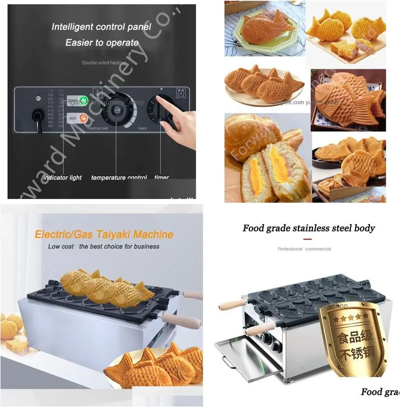 commercial 110v 220v fish waffle machine 6 molds taiyaki machine fish waffle baker korea taiyaki fish shaped waffle pan maker baker