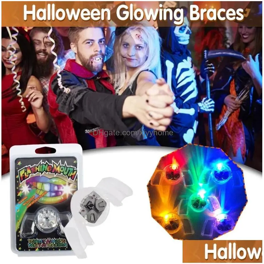 Other Festive & Party Supplies Glow Tooth Funny Led Rave Toy Light Kids Children Light-Up Toys Flashing Flash Brace Mouth Guard Piece Dh2Dp