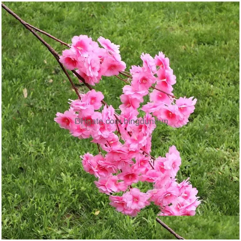 Decorative Flowers & Wreaths Artificial Cherry Blossom Flowers Long Stem Simation Sakura Branches Flower For Home Wedding Party Decora Dhkhp