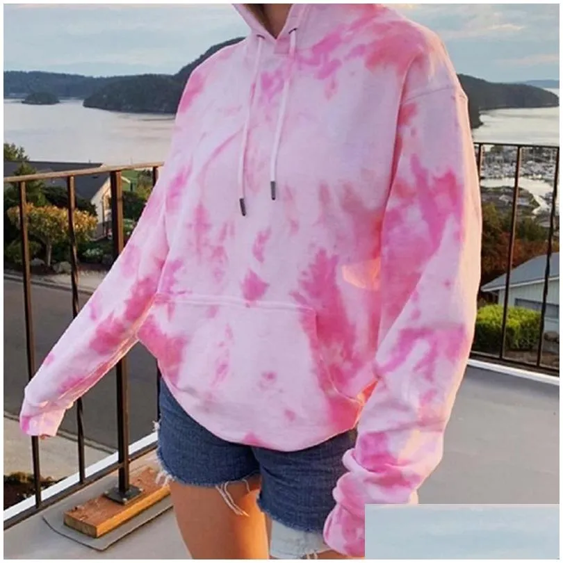 Women`S Hoodies & Sweatshirts Womens Hoodies Sweatshirts Ladies Tie Dyeing Plover Hoodie 2021 Fashion Women Hooded Long Sleeve Sweats Dhqlm