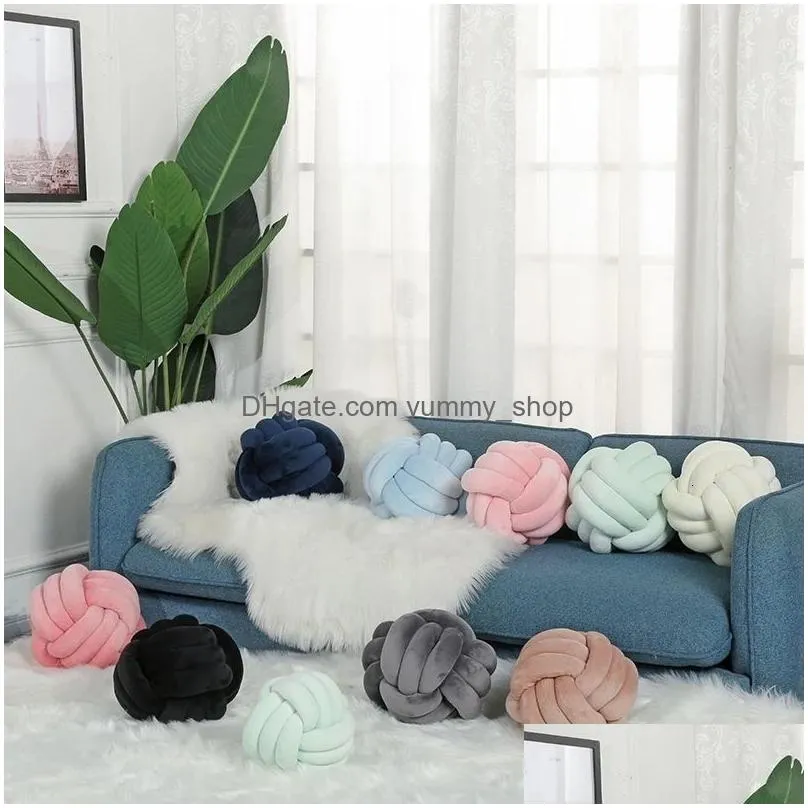 cushiondecorative pillow inyahome soft knot ball pillows round throw cushion kids home decoration plush knotted handmade 230711