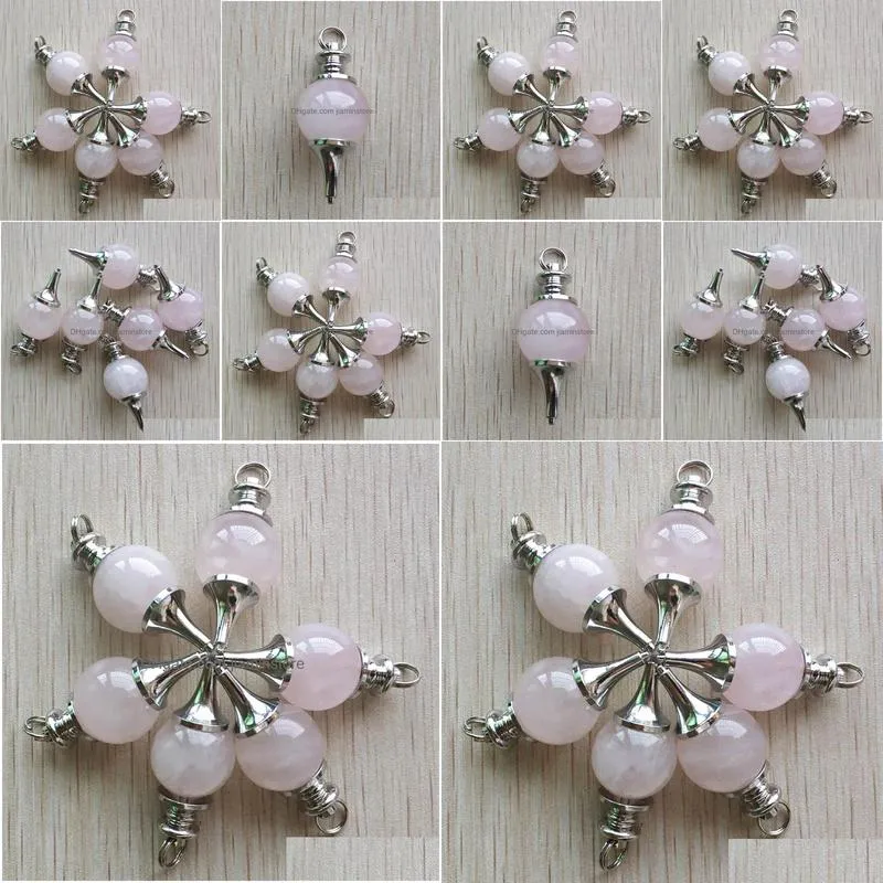 Charms Pink Rose Quartz Dowsing Pendum Circar Cone Charms Teardrop Crystal Pendants For Necklace Accessories Jewelry Making Drop Deliv Dh3F0