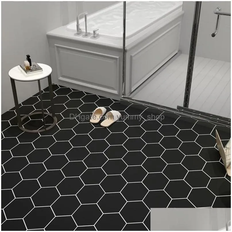 self adhesive mosaic thicken tile floor sticker kitchen bathroom vinyl wallpaper waterproof peel stick pvc panel 220421
