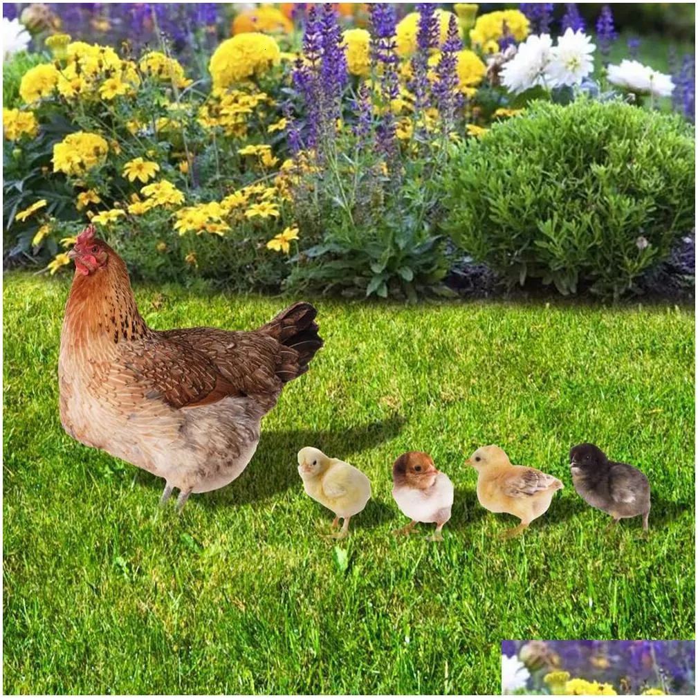 Garden Decorations Chicken Stakes Ornaments Hen And Chick Lawn Insert Signs Double-Sided Printing Decoration Rooster Scpture Drop Del Dhjqo