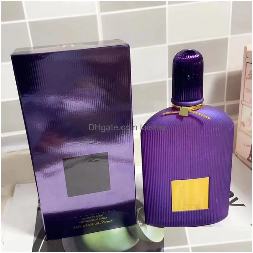 women perfume orchid fragrance purple glass striped bottle body 100ml charm sexy persistent fragrances fast postage