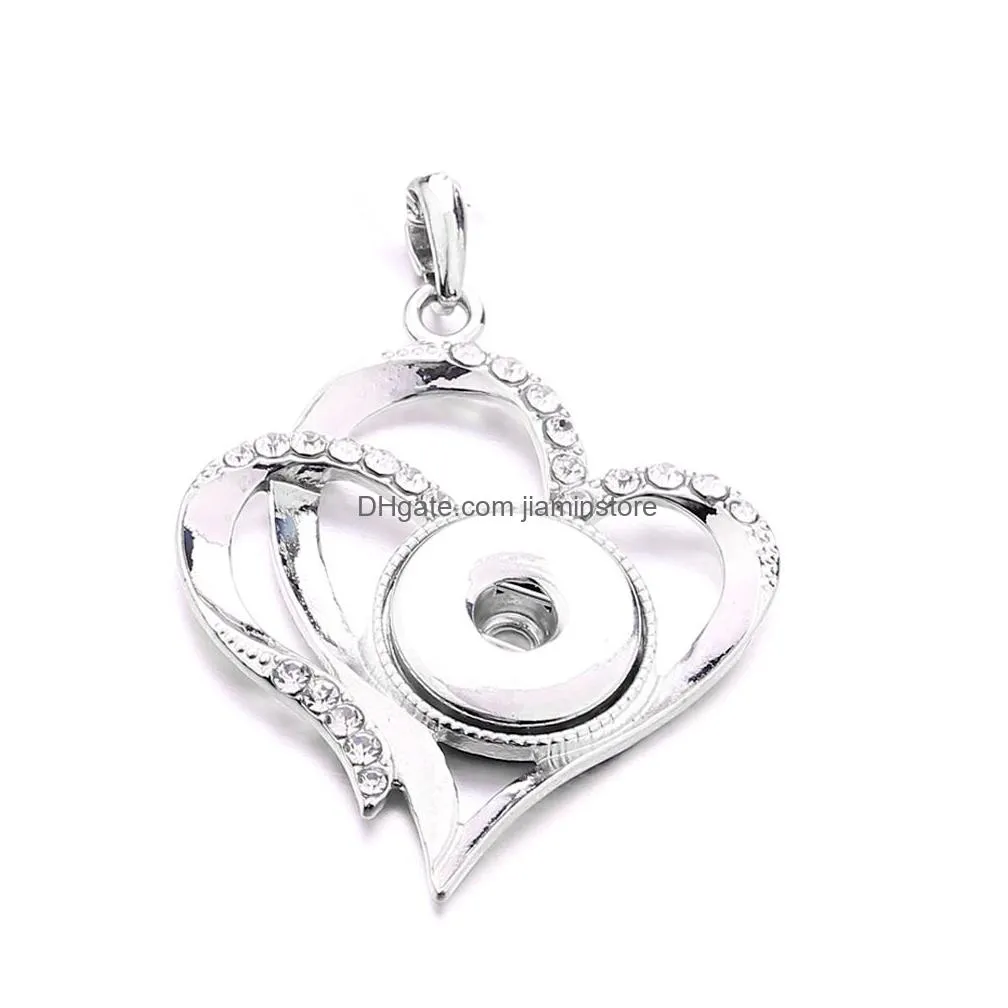 Pendant Necklaces Noosa Snap Button Pendant Necklace Love You To The Moon And Back Heart Crystal Chunks Simple Sier Color Fit 18Mm But Dhmnl