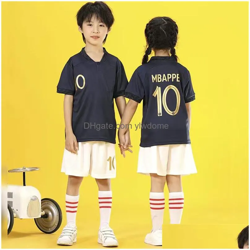 Sets/Suits Baby Kids Soccer Kit Fans Player Version Jerseys Boys Kits Men Womens Football Shirt Childrens Summer Clothes Sets Drop Del Dh0Mp