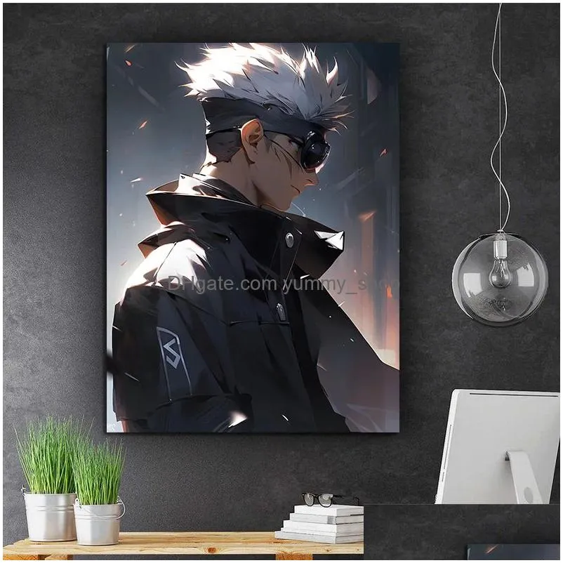 unframed hd printed anime gojo satoru wall paintings boys bedroom decor wall painting canvas poster gift