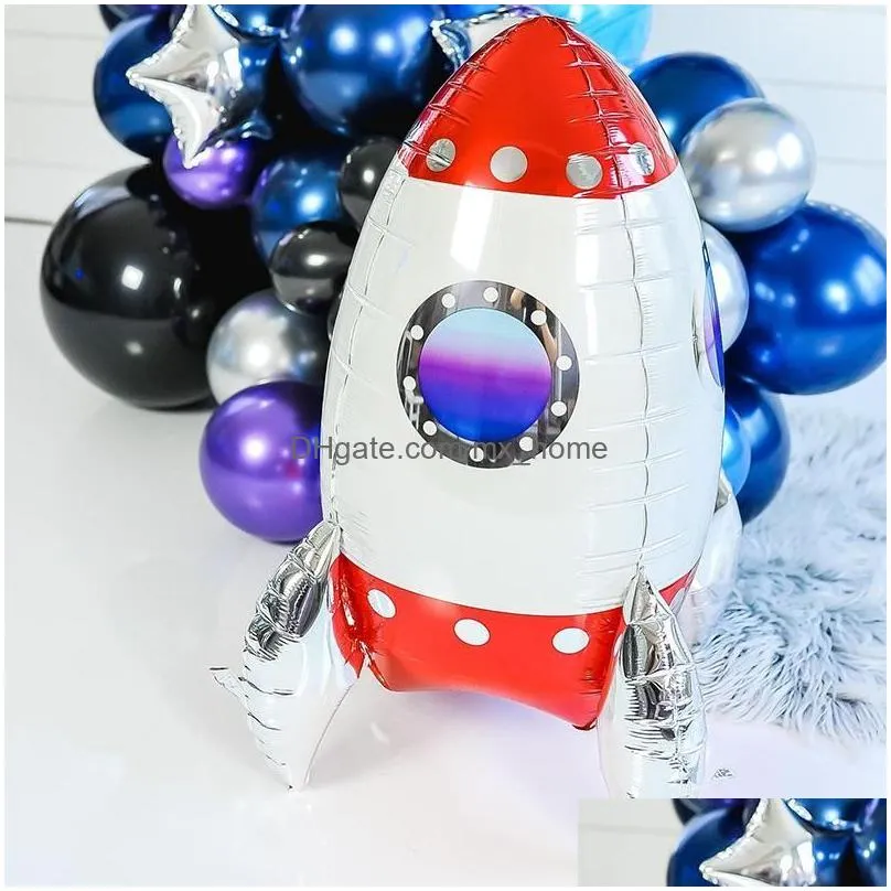 party decoration 3d rocket balloons astronaut foil balloon outer space spaceship et ballon for birthdayboy kids baloons toys 1104