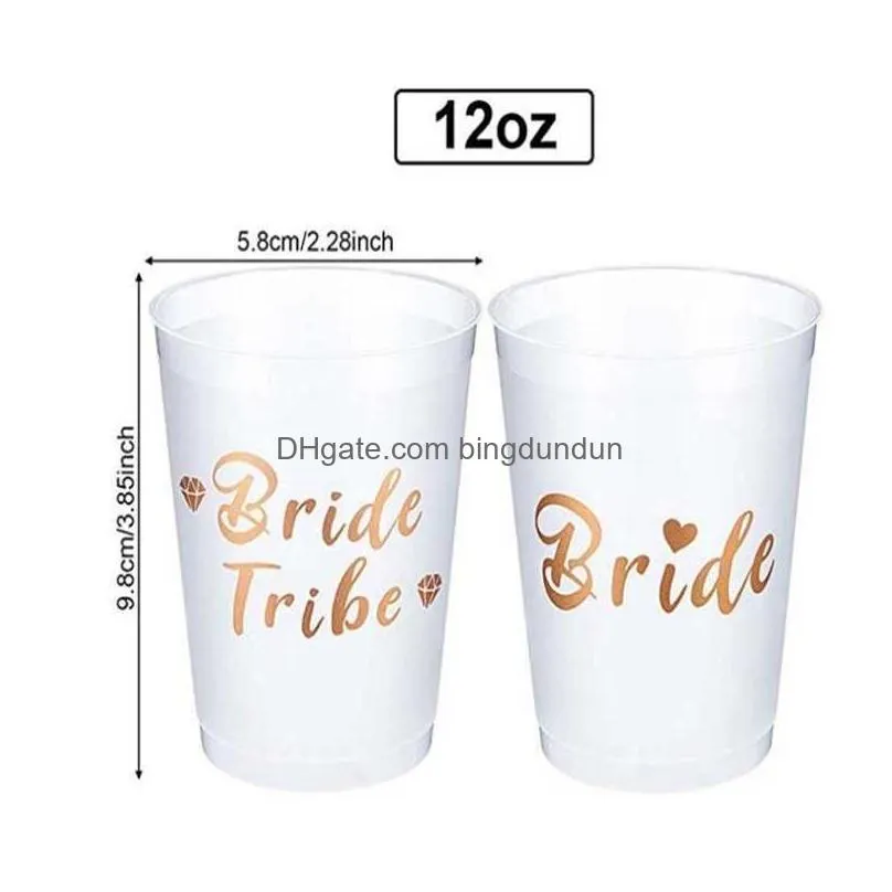 Other Event & Party Supplies New Team Bride Tribe Cups Bridal Shower Bachelorette Party Plastic Drinking Cup Rose Gold Hen Accessories Dhc3M