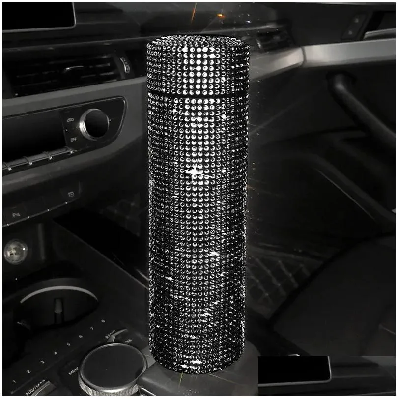 Water Bottles Scaonorch 500Ml Diamond Thermos Bottle Stainless Steel Bling Rhinestones Vacuum Flasks Coffee Cup Car Tumbler Drop Deli Dhu36