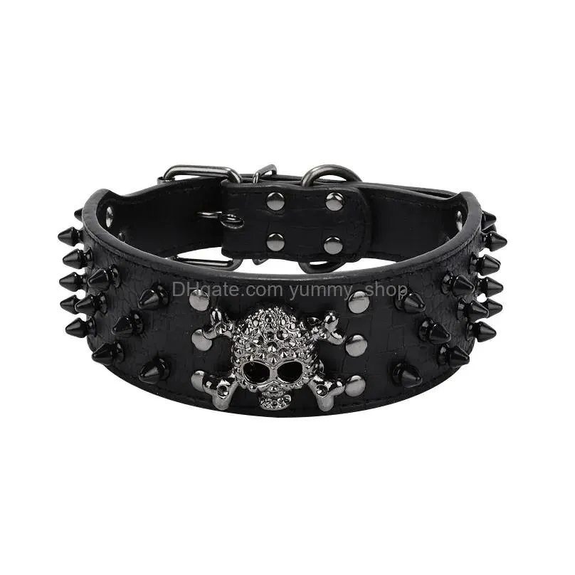 calligraphy fashion personality dog collar skull rivet decorative dog collar pet accessories choice for medium and large dogs sxl