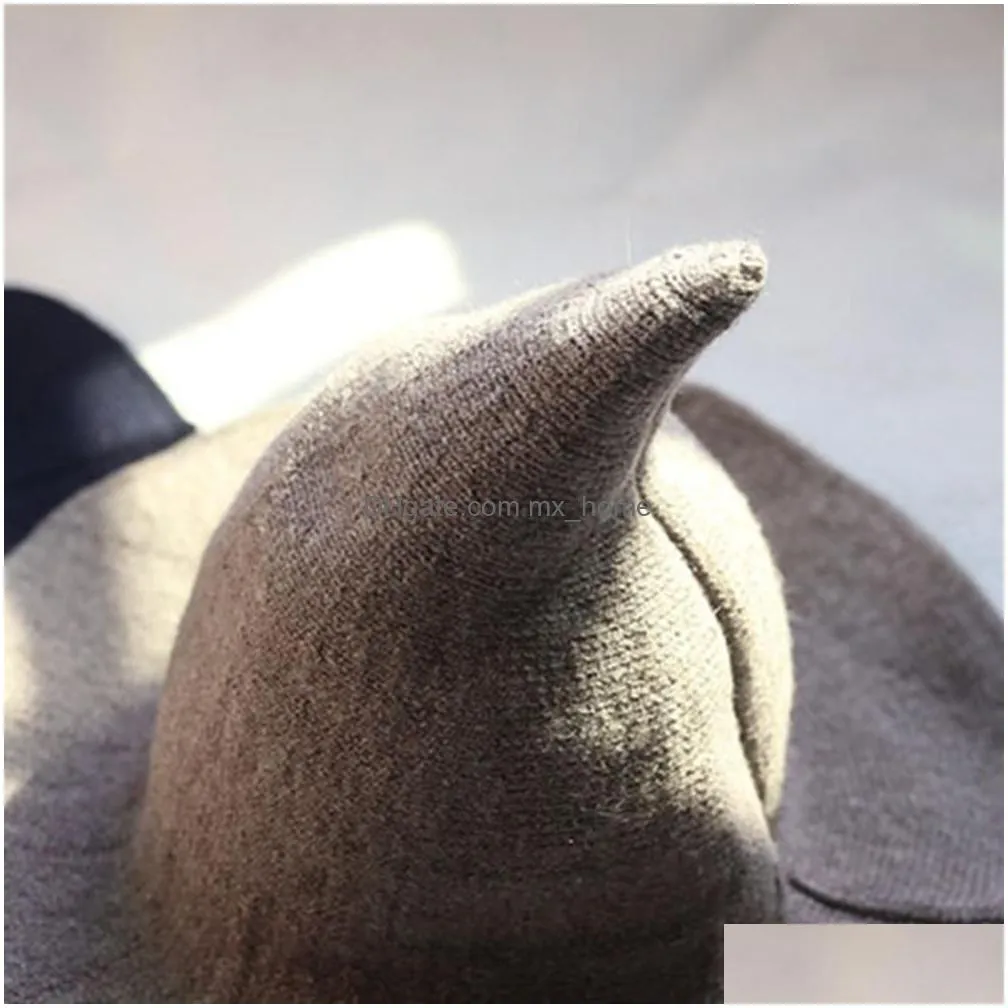 halloween witch hat diversified along the sheep wool cap knitting fisherman hat female fashion witch pointed basin bucket