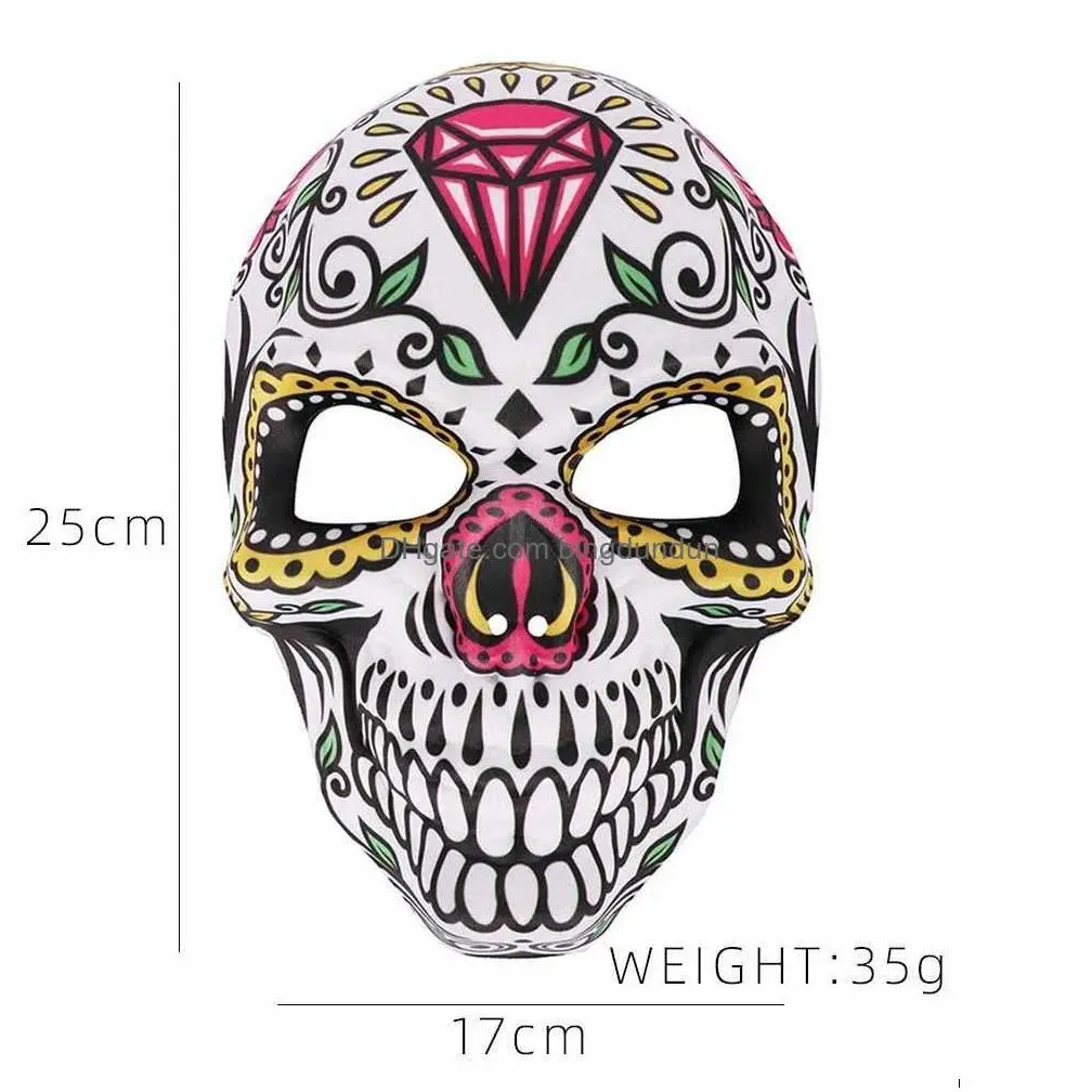 Designer Masks New Mexican Day Of The Dead Skl Mask Cosplay Halloween Skeletons Print Masks Dress Up Purim Party Costume Prop Drop Del Dhwkn