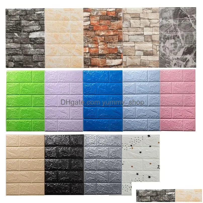 20/45pcs foam 3d wall stickers self adhesive panel home decor living room bedroom house decoration bathroom brick wallpaper 220421