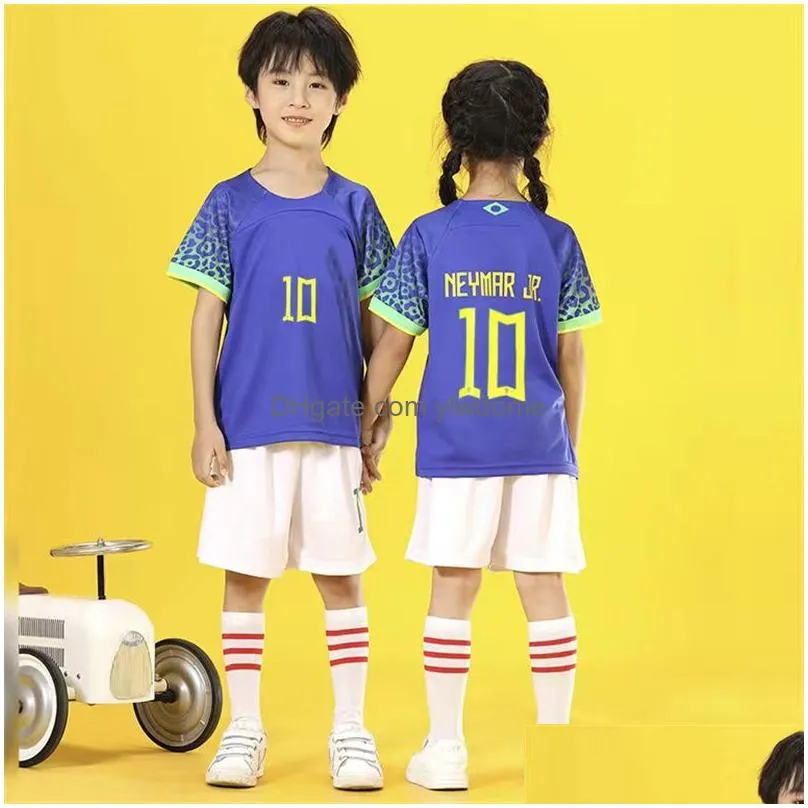 Sets/Suits Baby Kids Soccer Kit Fans Player Version Jerseys Boys Kits Men Womens Football Shirt Childrens Summer Clothes Sets Drop Del Dh0Mp