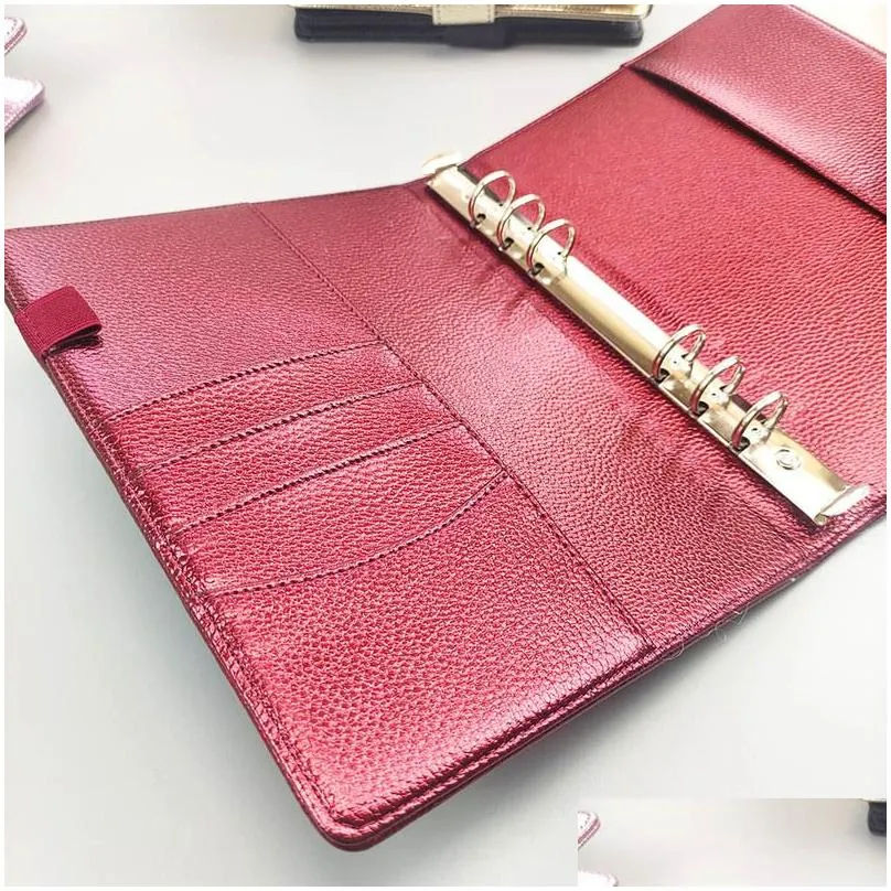 Notepads Wholesale A5 A6 Pu Leather Loose Leaf Er Colorf Texture Ring Binder Planner Journal Budget Wallet Clip Notebook 220624 Drop D Dhqnz