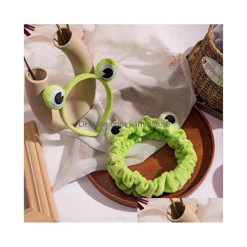 Headbands Funny Frog Makeup Headband Wide-Brimmed Elastic Hairbands Cute Girls Hair Bands Women Accessories Hairband Drop Delivery Je Dhx2A