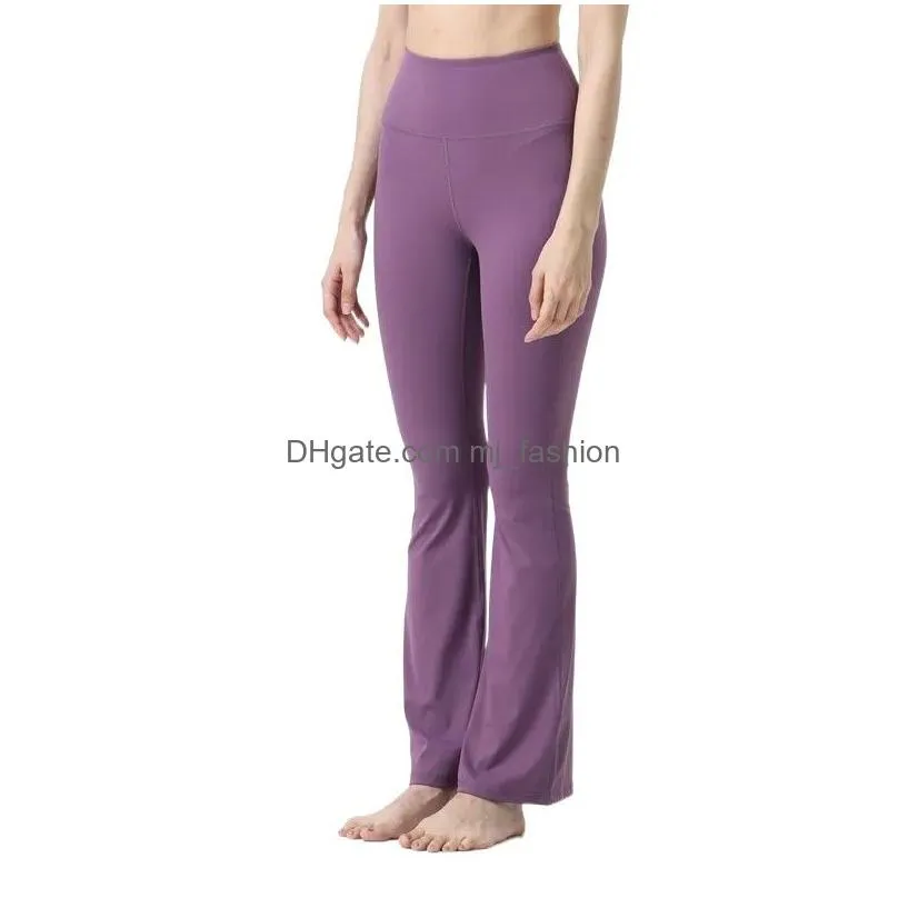 Yoga Outfit Lu-089 Groove Fitness Leggings Gym Women Yoga Pants Elastic Wide Leg Flare High Waist Thin Summer Pant Drop Delivery Sport Dhetz