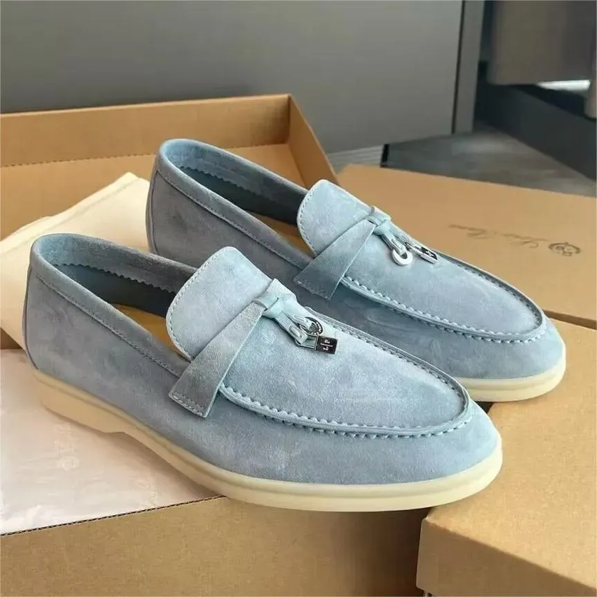 Top Tier Italy Mens Women Shoes Loafers Loro Piano Shoes Flat Low Suede Cow Cashmere Leather Oxfords Moccasins Walk Comfort Loafer Slip on Loafer Rubber Sole 949